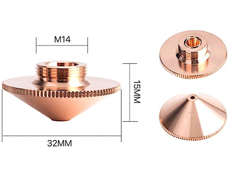 Сопло 1Laser D32 H15 M14 2 мм одинарне (Raytools BM110) 000027686 фото